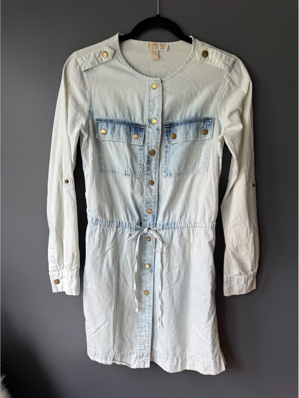 Michael Kors Light Wash Denim Shirt Dress XS